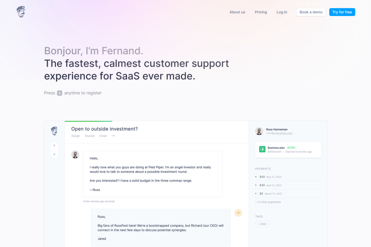 Fernand's marketing website - speed, focus and concise design